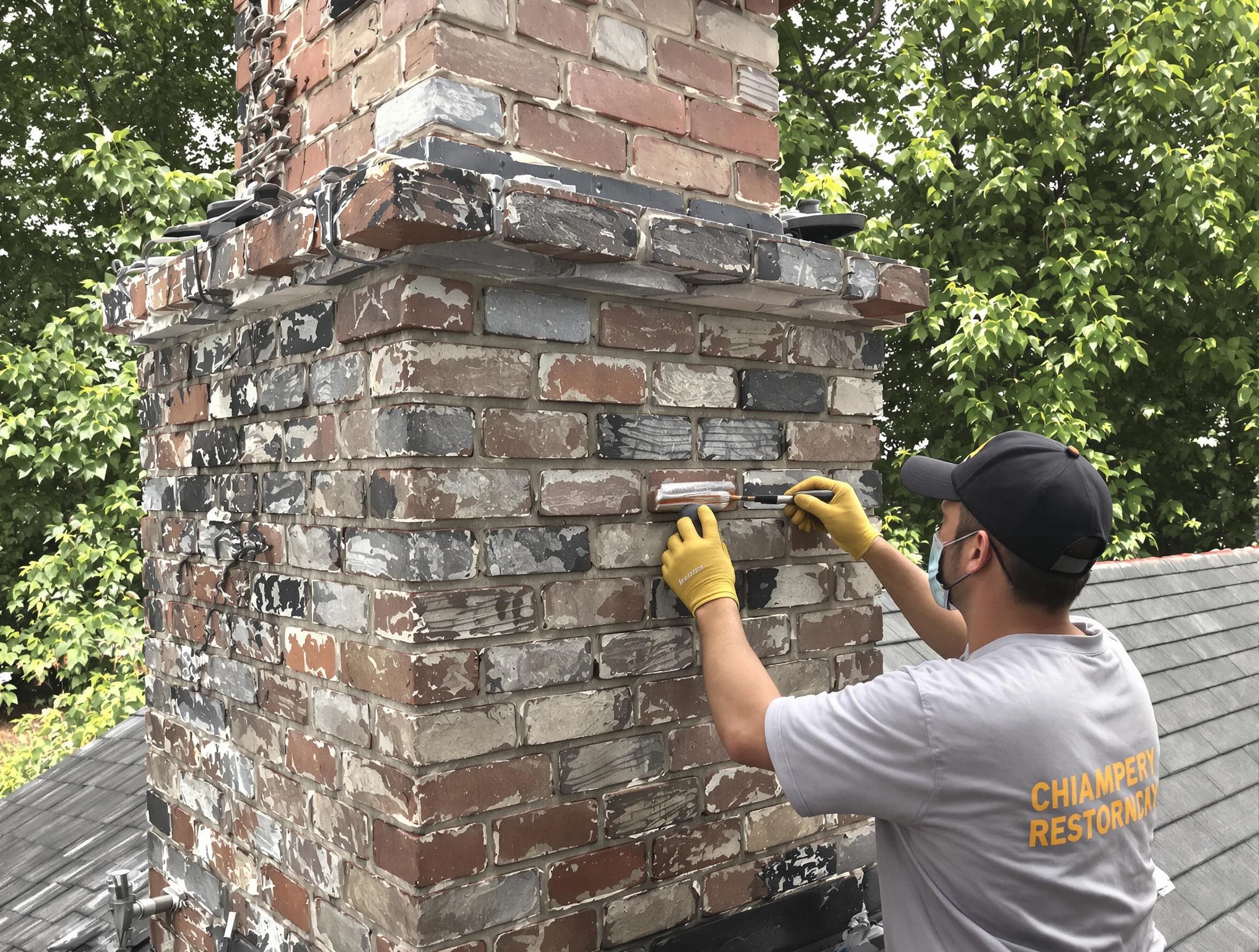 In-progress chimney restoration by Upper St. Clair Chimney Sweep in Upper St. Clair, PA