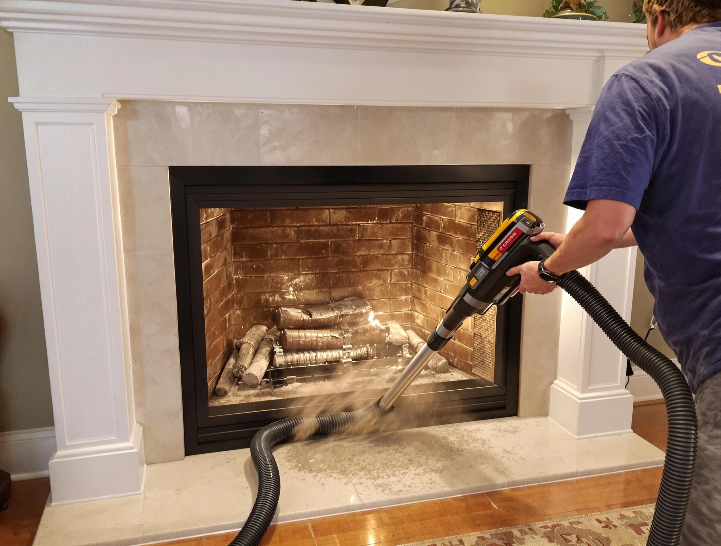 Fireplace cleaning performed by Upper St. Clair Chimney Sweep in Upper St. Clair, PA