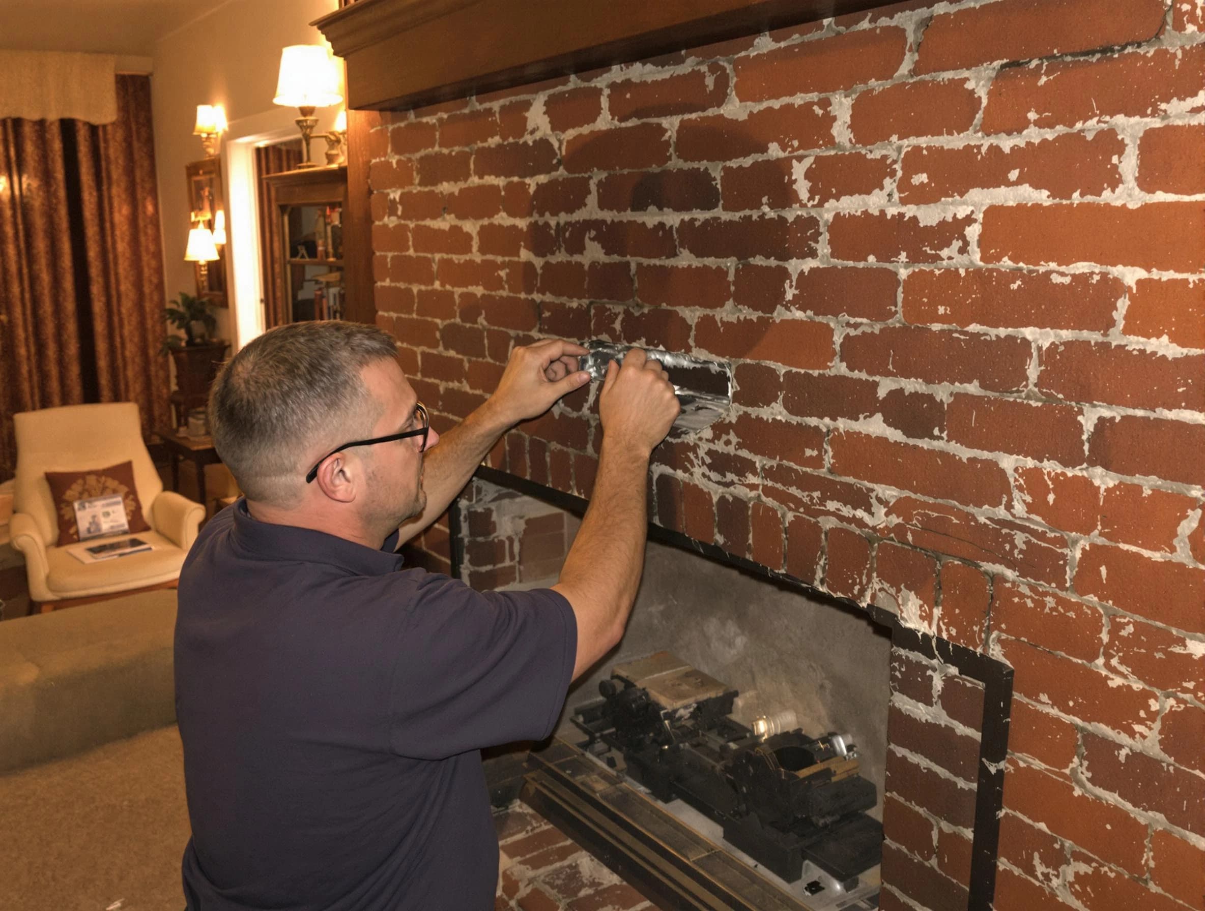 Upper St. Clair Chimney Sweep expert fixing a fireplace in Upper St. Clair, PA