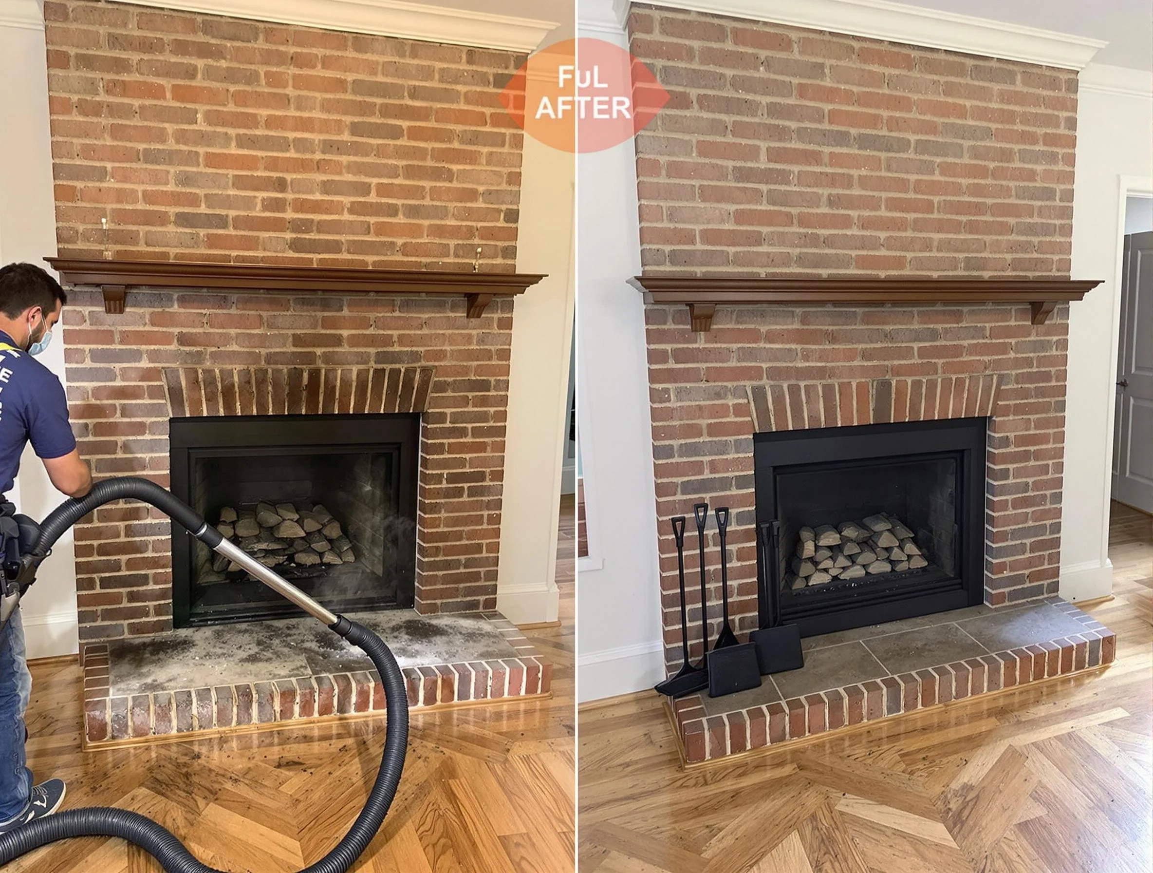 Upper St. Clair Chimney Sweep carefully sanitizing a fireplace in Upper St. Clair, PA